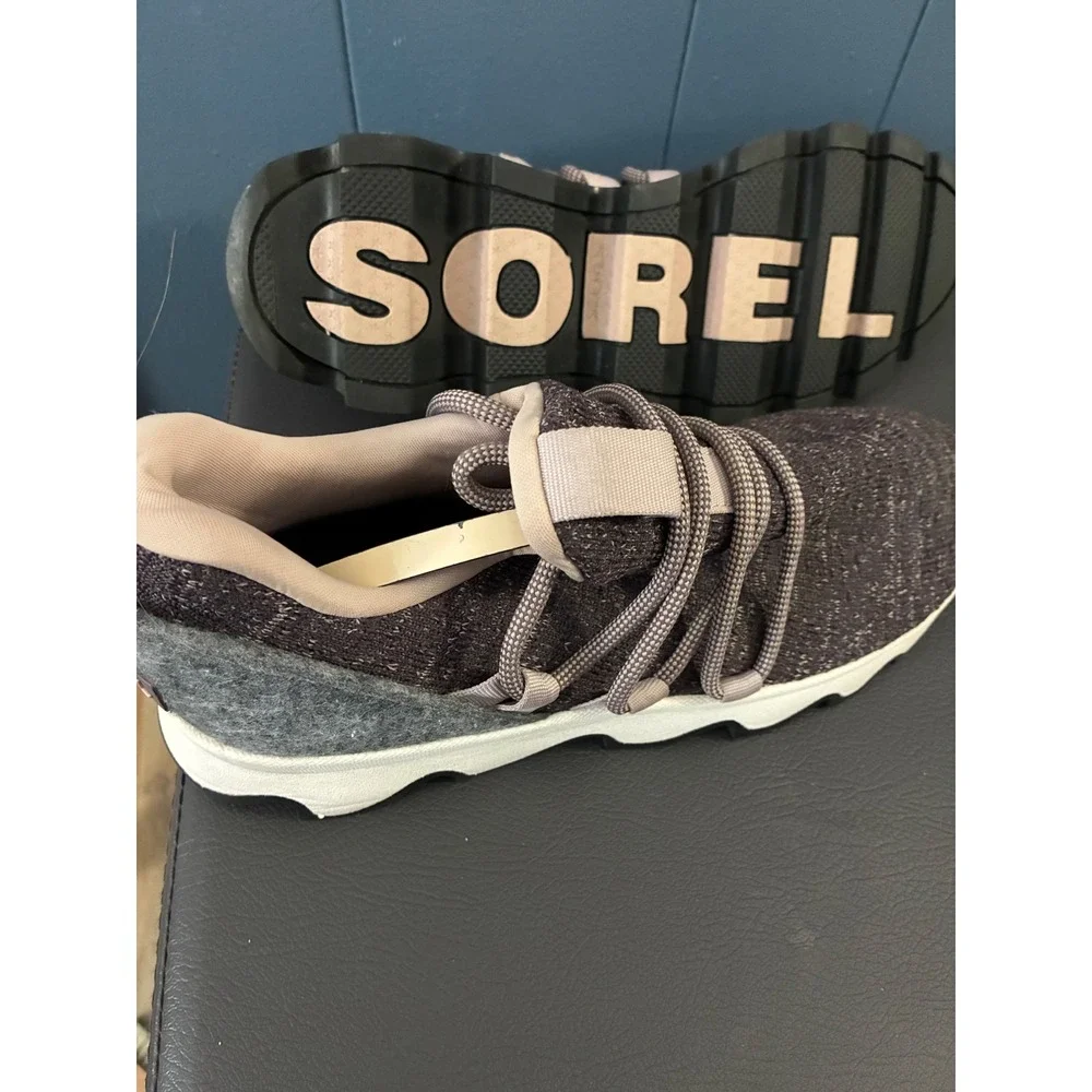 Sorel Kinetic Sneak Womens Quarry Grey Pink Sneakers NL3227-574 Size 8